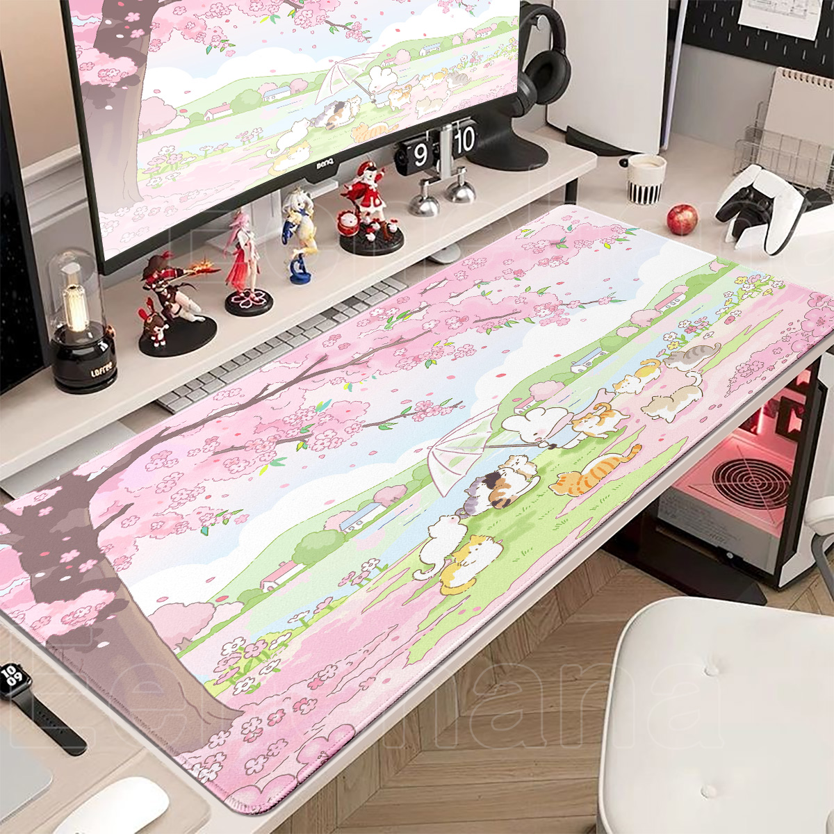 Laptop Accessories Pink - Spring Cute Rabbit Mouse Pad Large
