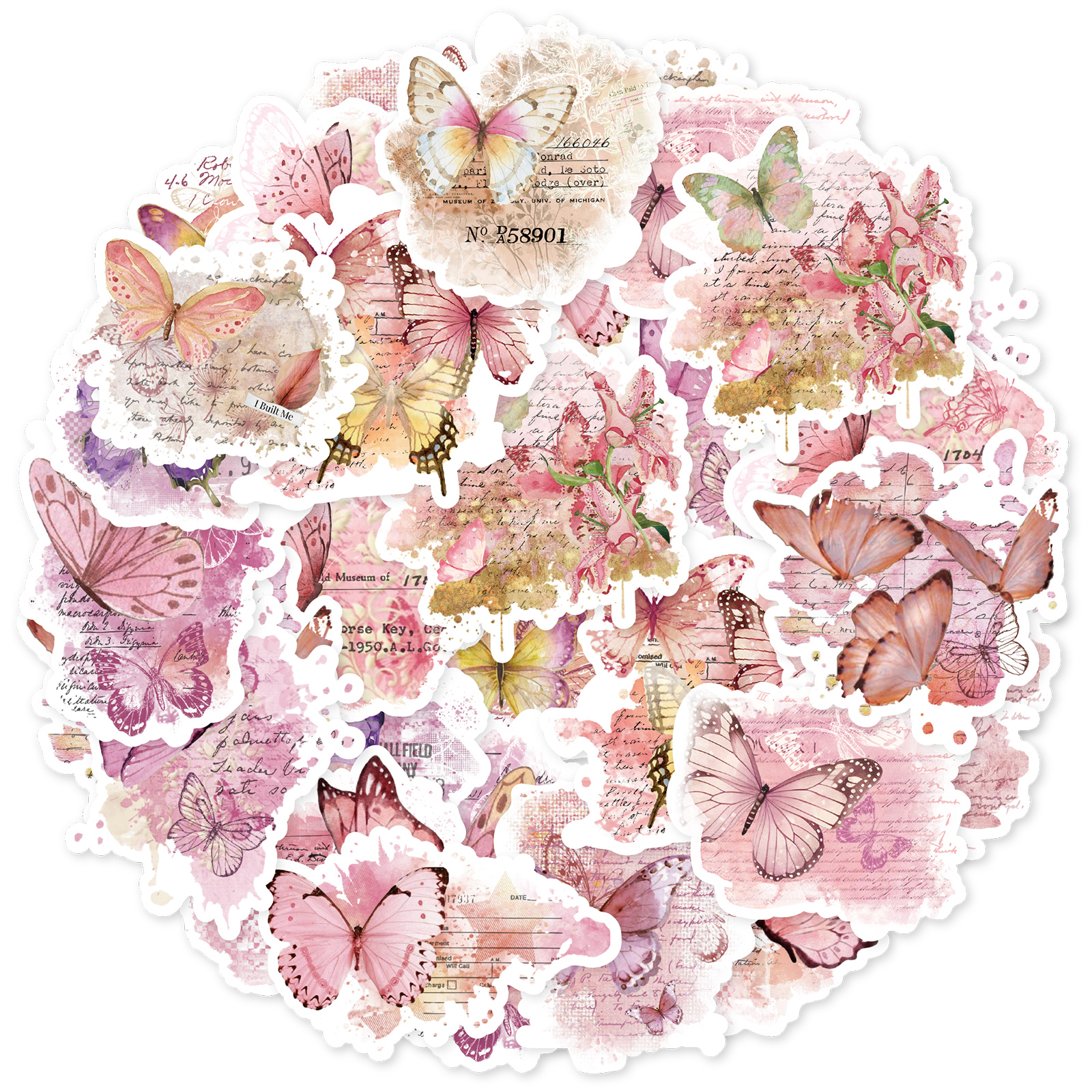 Laptop Accessories Pink - Etori Life Pink Watercolor Butterfly Stickers