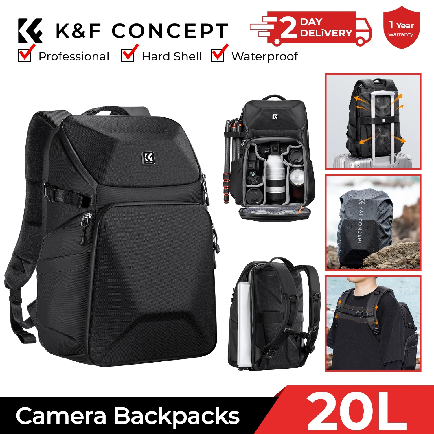 K&F CONCEPT 20L Camera Backpac - Laptop Accessories Box incelemesi ve fiyatı