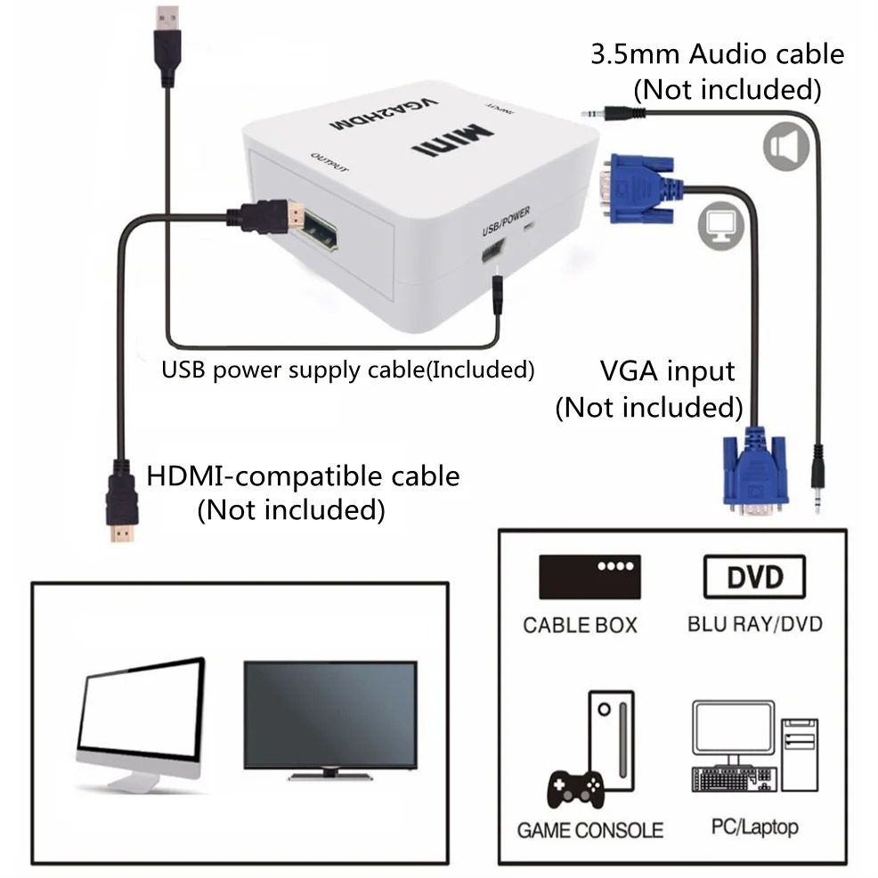 VGA to HDMI Converter Adapter  - Hdmi Vga Adapter incelemesi ve fiyatı