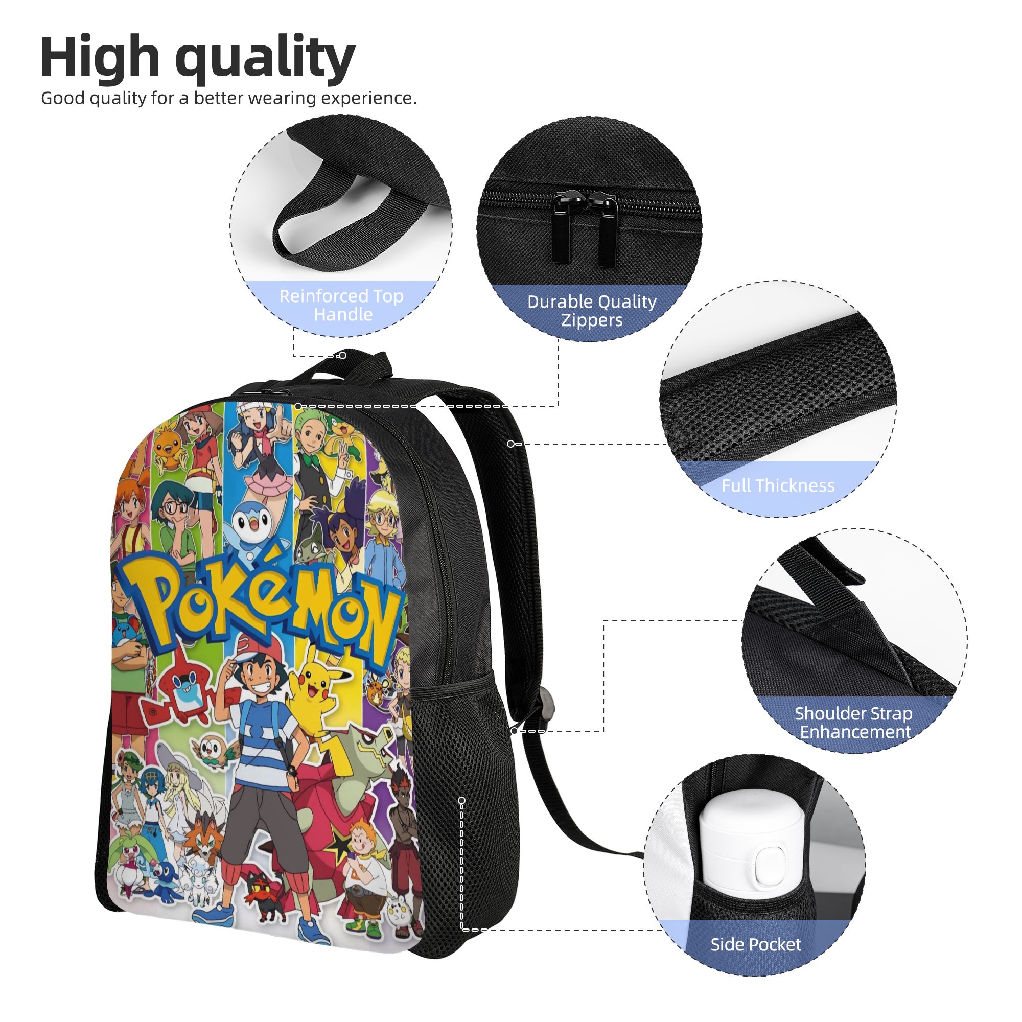 Pokemon Cartoon Backpack for M - Laptop Accessories Bag For Men incelemesi ve fiyatı