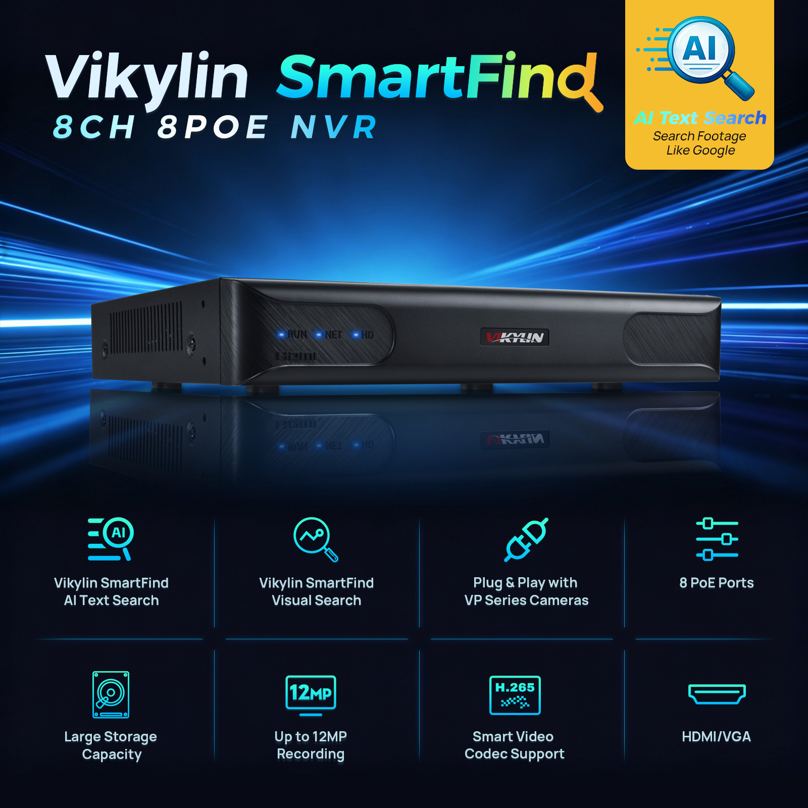 Vikylin 4K NVR UP to 12MP 8CH  - Hdmi Vga Adapter incelemesi ve fiyatı