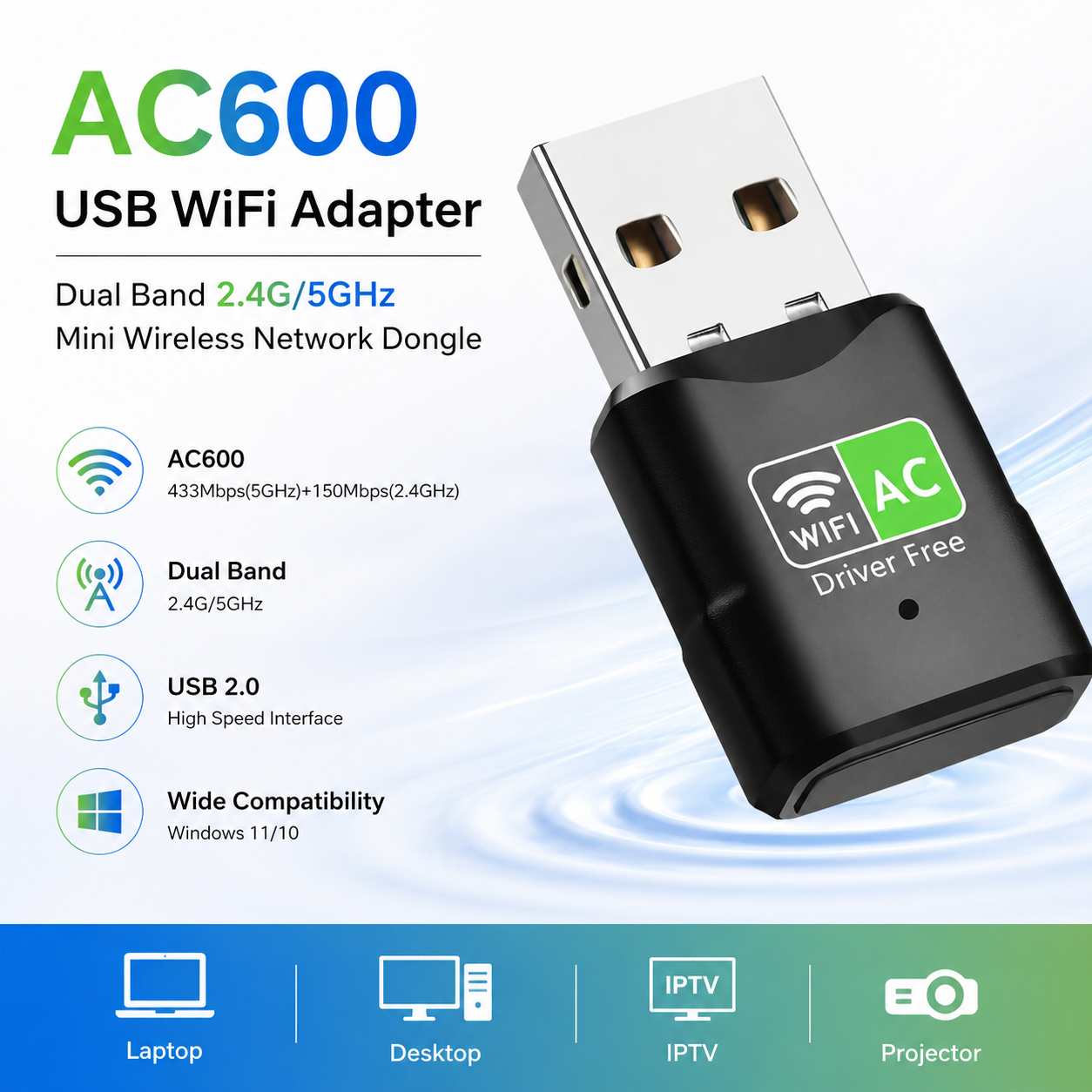 AC600 USB WiFi Adapter, Dual B - Laptop Ergonomic Accessories incelemesi ve fiyatı